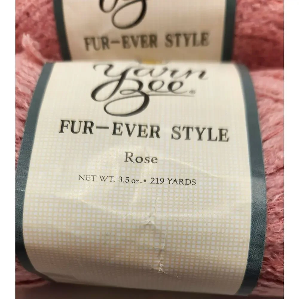 Yarn Bee Fur-Ever Style Yarn Rose Pink Lot of 3 100% Nylon 219 Yds Each